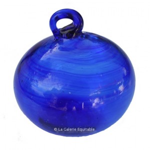 Boule de Noël verre bleu