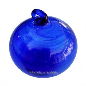 Boule verre soufflé couleur bleue