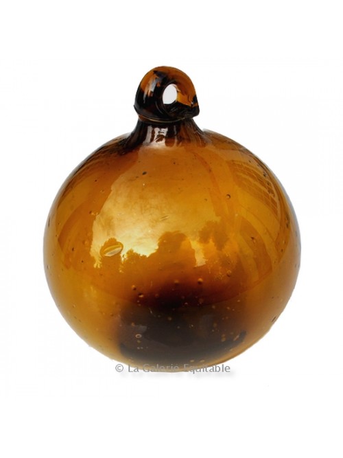 Boule de Noël en verre couleur ambre commerce équitable