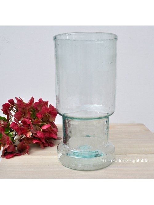 Vase verre soufflé recyclé transparent