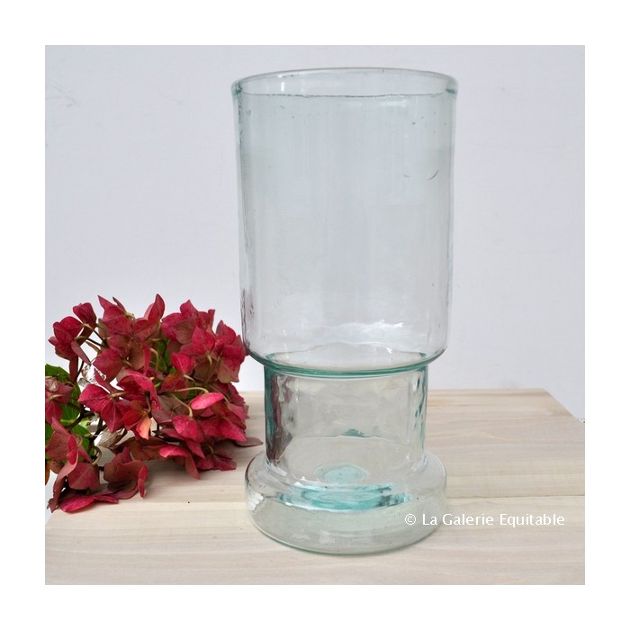 Vase verre soufflé recyclé transparent