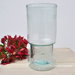 Vase verre soufflé recyclé transparent